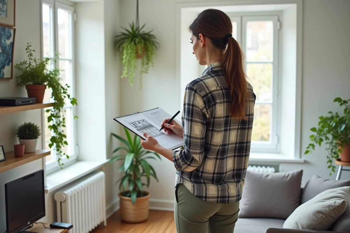 Jeune femme dessinant la façade d
